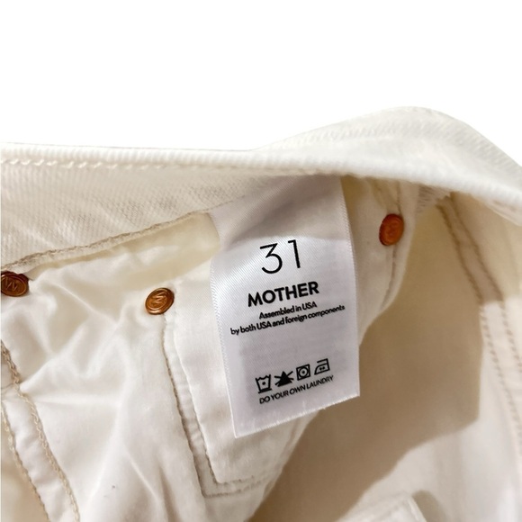 MOTHER “The Tomcat Ankle” White Straight Leg Jeans button fly cotton Blend 31 - Picture 9 of 9